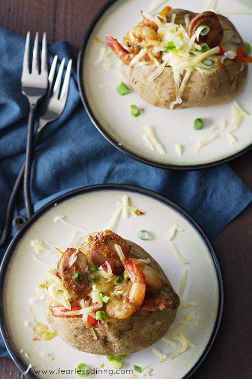 Jambalaya Stuffed Baked Potatoes - Fearless Dining